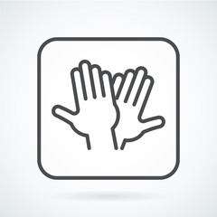 Fototapeta premium Black flat icon gesture hand of human high five, greeting
