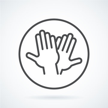 Black flat icon gesture hand of human high five, greeting