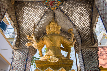Ayutthaya, Thailand - March, 11, 2017 : A Brahma shrine statue in Wat cheing len temple Thailand.