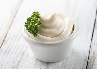 Mayonnaise sauce on white
