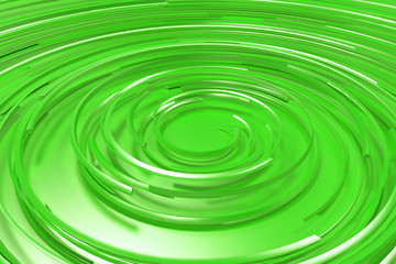 Green concentric spiral on green background