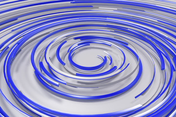 White concentric spiral with blue glowing elements on white background