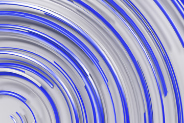 White concentric spiral with blue glowing elements on white background