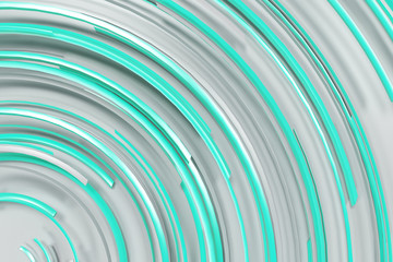 White concentric spiral with blue glowing elements on white background