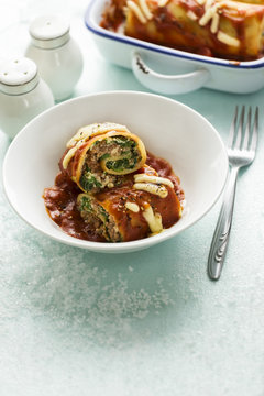 Lasagna Roll Up With Beef And Spinach