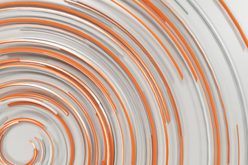 White concentric spiral with orange glowing elements on white background
