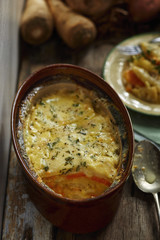 Vegetable gratin with sweet potato and celeriac