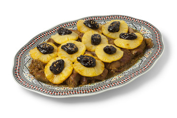  Moroccan dish with meat, pineapple and prunes