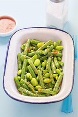 Green bean salad with dressing