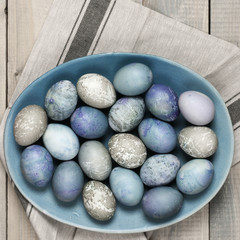 Blue and gray Easter eggs