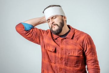 Portrait of man with bandage