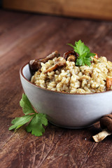 risotto with mushrooms, fresh herbs and parmesan cheese.