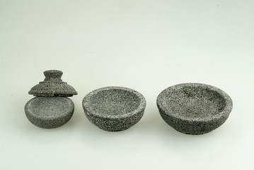 close up of bowls made of stone from Indonesia