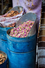 Rose petals on street stall