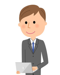 ビジネスマン　ノートパソコン