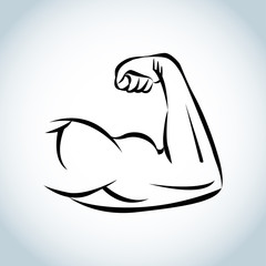 Strong power, muscle arms vector icon. Isolated vector illustration.
