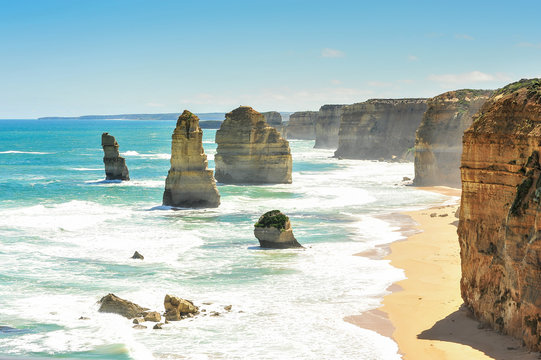 Twelve Apostles rock formations, Great Ocean Road, Victoria, Australia. Landmark for traveler.

 