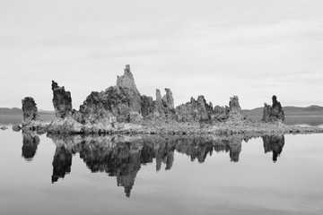 mono lake black and white nature sky salt rocks mountain