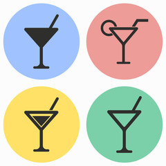 Cocktail icon set.