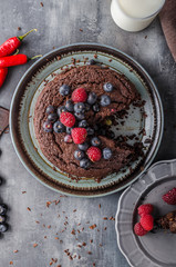 Brownies cake with chilli and berrries