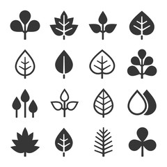 Leaf Icons Set on White Background. Vector