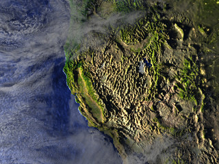 West coast of USA on realistic model of Earth