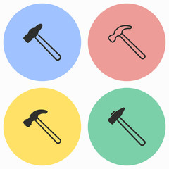 Hammer icon set.