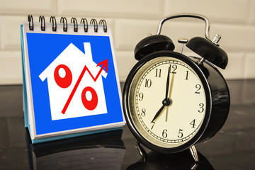 The percent symbol in Notepad on the desktop . The concept of changes in prices on the real estate...