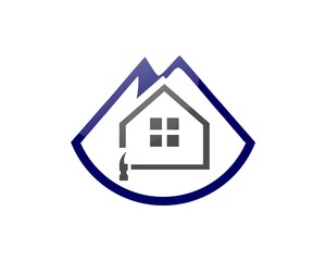 logo home repairs and abstract mountain