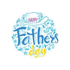  Happy Fathers Day Lettering card. Hand drawn calligraphy.