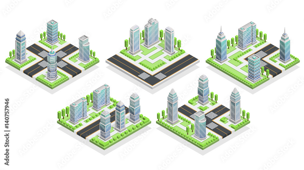 Canvas Prints city houses isometric composition