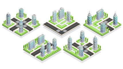City Houses Isometric Composition
