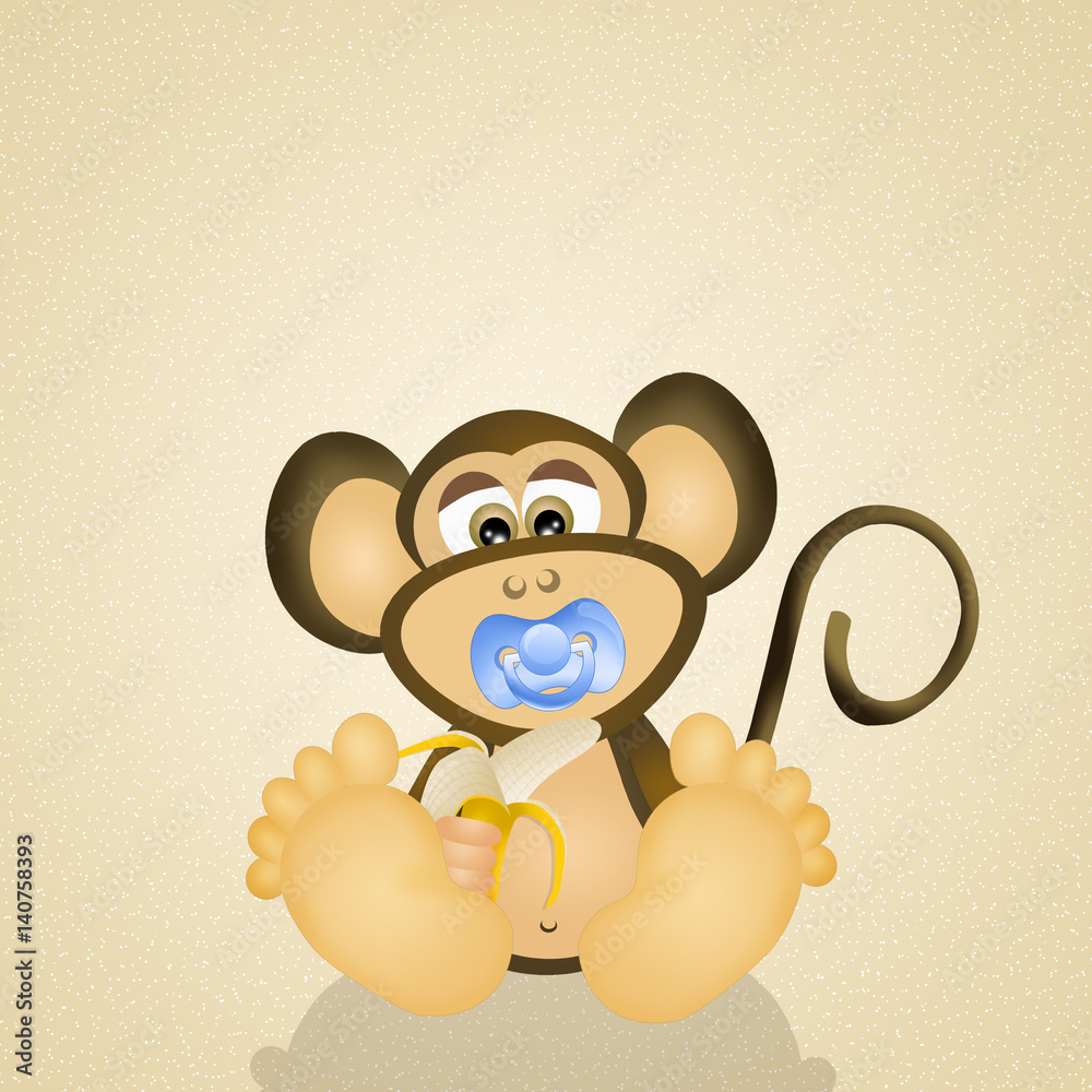 Wall mural baby monkey