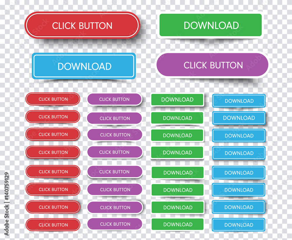 Poster set of buttons are rectangular and with rounded corners