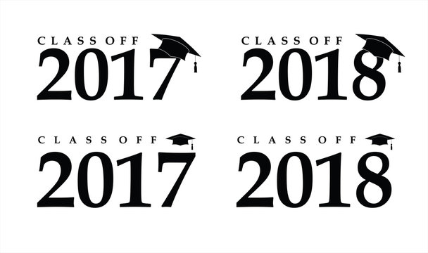 Text with graduation hat set sign illustration