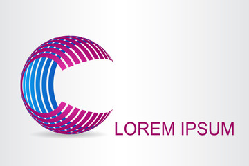 Logo stylized spherical surface with abstract shapes