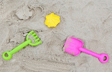 Fototapeta na wymiar Tool and animal block sand forming on the beach
