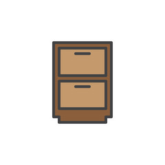 Cabinet, archive line icon, filled outline vector sign, linear colorful pictogram isolated on white. Symbol, logo illustration. Editable stroke. Pixel perfect