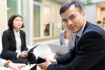 Business partners discussing at meeting