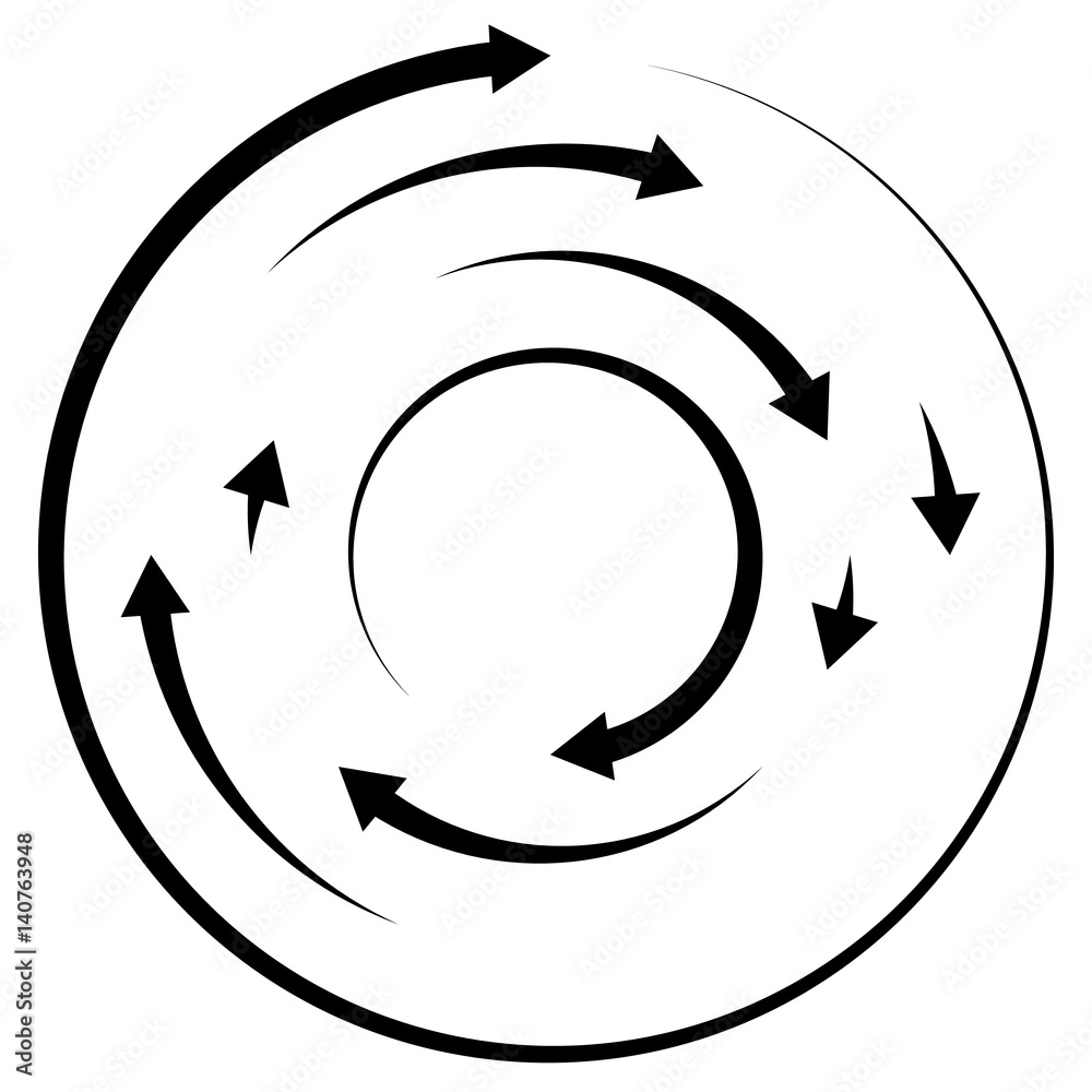 Poster circular concentric arrows. cyclic, cycle arrows. arrow element to illustrate ripple, swirl, twirl c