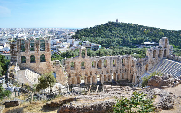 the theater of Herodes Atticus in Athens city Greece