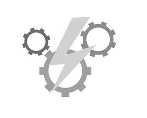 logo energia con fulmine e ingranggi vettoriale