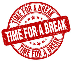 time for a break red grunge round vintage rubber stamp