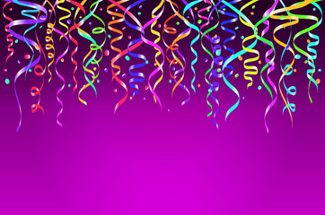 Vector Illustration of colorful Confetti decoration for Design, Website, pink Background, Banner. Holiday party Element Template. Festival object isolated