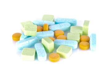 Pills on a white background