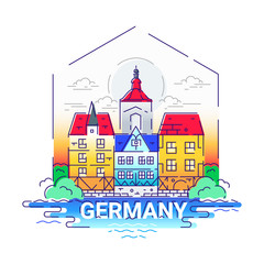 Germany - modern vector line travel illustration