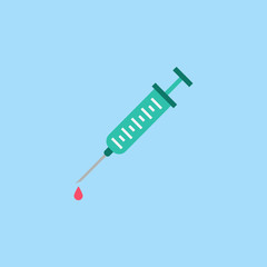 Syringe flat icon, Anesthesia and medicine, injection sign vector graphics, a colorful solid pattern on a blue background, eps 10.