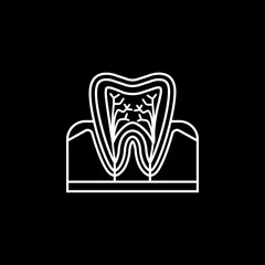 Tooth anatomy line icon, dental and medicine, vector graphics, a linear pattern on a black background, eps 10.