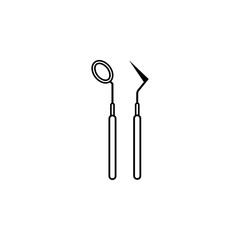Dentist tool line icon, dental and medicine, probe & mouth mirror sign vector graphics, a linear pattern on a white background, eps 10.