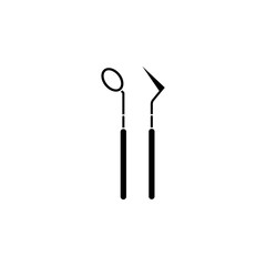 Dentist tool solid icon, dental and medicine, probe & mouth mirror sign vector graphics, a filled pattern on a white background, eps 10.